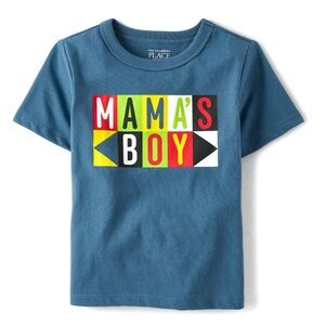Toddler Boys Mamas Boy Blue Graphic Tee, Various Sizes
